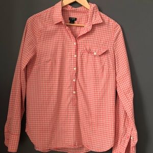 JCREW 1/2 button down pink plaid shirt